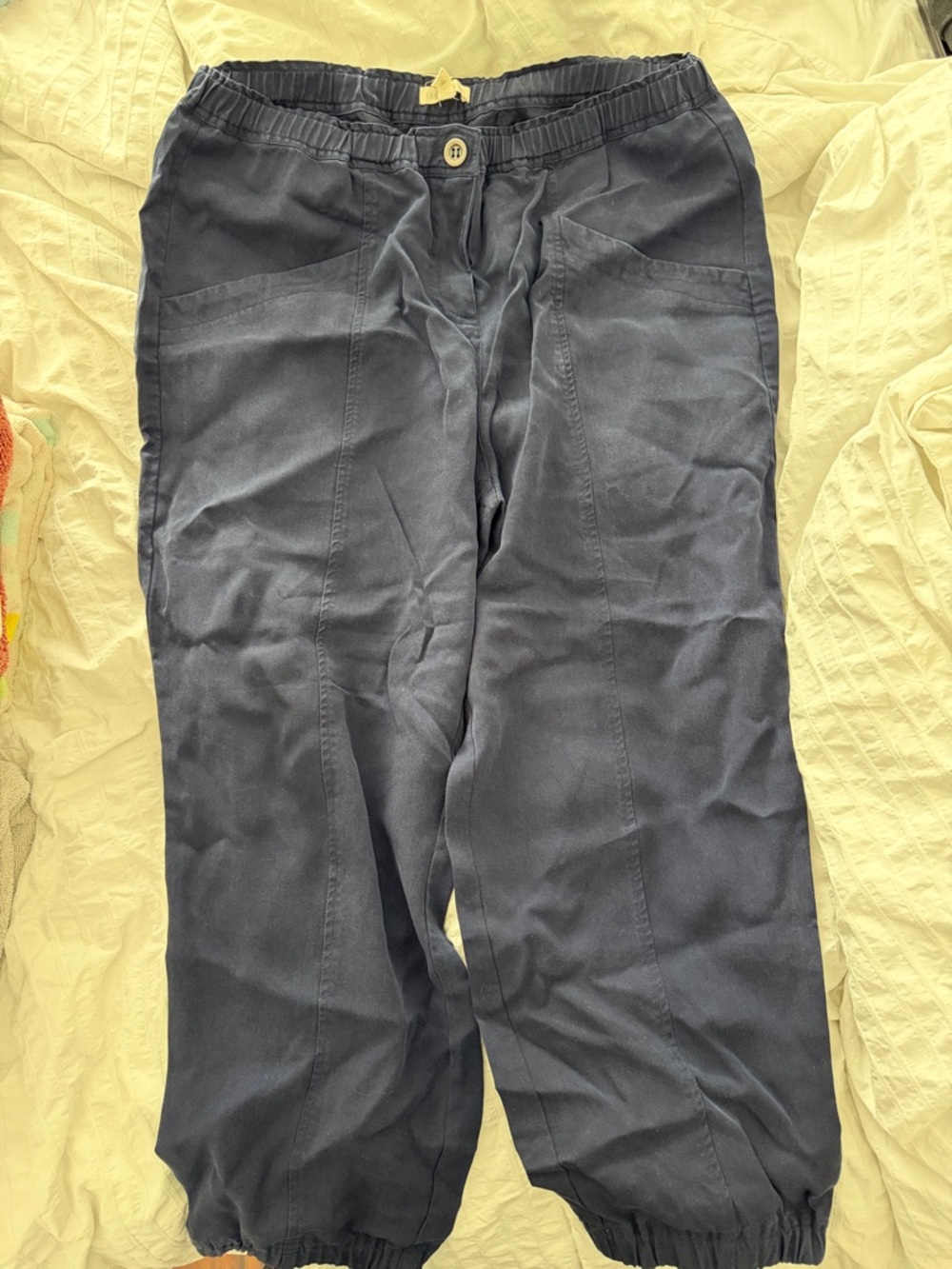 Eileen Fisher Navy Elastic-Waist Jogger Pants